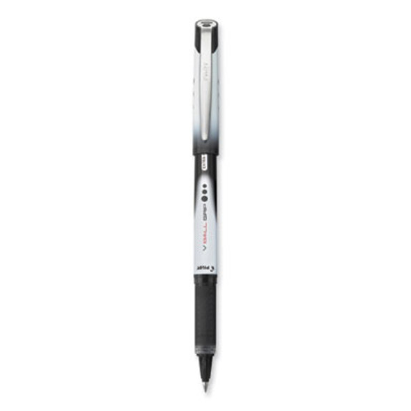 Vball Grip Liquid Ink Rollerball Pen, Stick, Extra-Fine 0.5 Mm, Black Ink, Black/White Barrel, Dozen