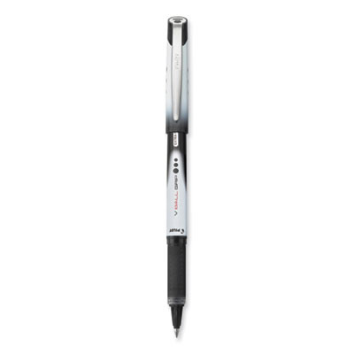 Vball Grip Liquid Ink Rollerball Pen, Stick, Extra-Fine 0.5 Mm, Black Ink, Black/White Barrel, Dozen
