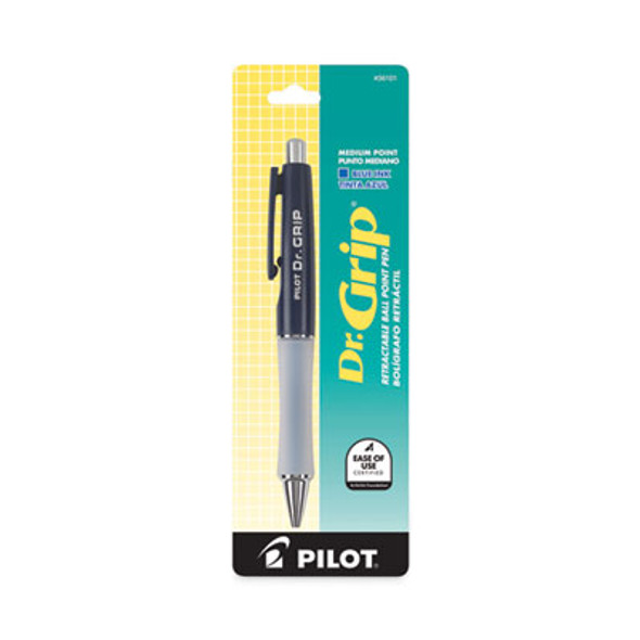 Dr. Grip Ballpoint Pen, Retractable, Medium 1 Mm, Blue Ink, Navy Barrel