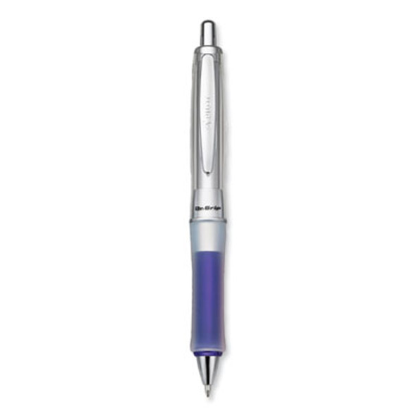 Dr. Grip Center Of Gravity Ballpoint Pen, Retractable, Medium 1 Mm, Black Ink, Silver/Navy Barrel