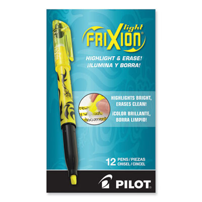 Frixion Light Erasable Highlighter, Yellow Ink, Chisel Tip, Yellow/Black Barrel, Dozen