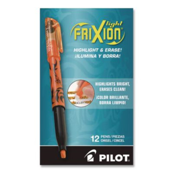 Frixion Light Erasable Highlighter, Orange Ink, Chisel Tip, Orange/Black Barrel, Dozen