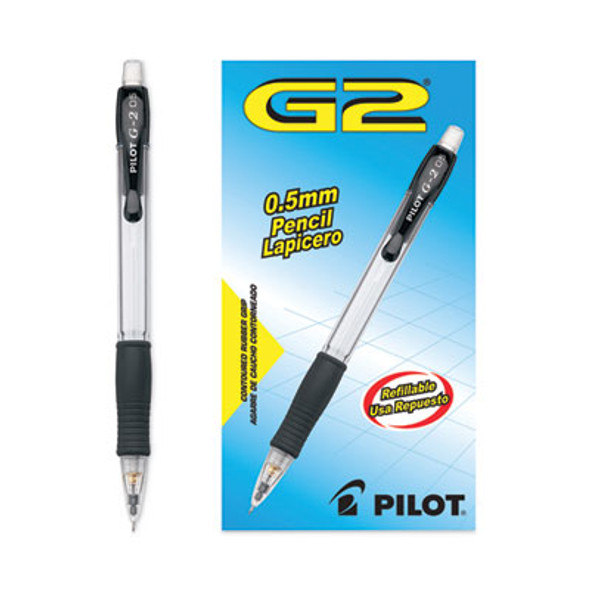 G2 Mechanical Pencil, 0.5 Mm, Hb (#2), Black Lead, Clear/Black Barrel, Dozen