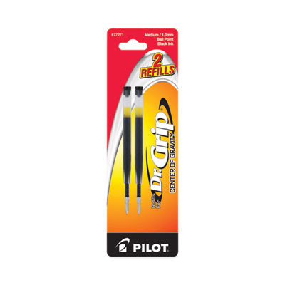 Refill For Pilot Dr. Grip Center Of Gravity Ballpoint Pens, Medium Conical Tip, Black Ink, 2/Pack