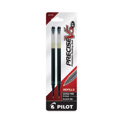 Refill For Pilot Precise V5 Rt Rolling Ball, Extra-Fine Conical Tip, Black Ink, 2/Pack