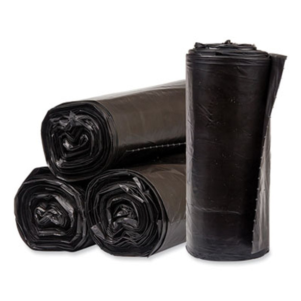 Eco Strong Plus Can Liners, 60 Gal, 1.7 Mil, 38" x 58", Black, Perforated Roll, 100/Carton