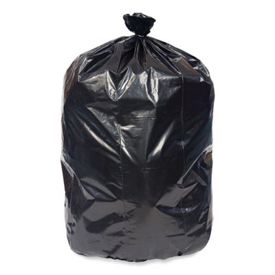 Eco Strong Plus Can Liners, 60 Gal, 1.35 Mil, 38" x 58", Black, Perforated Roll, 100/Carton