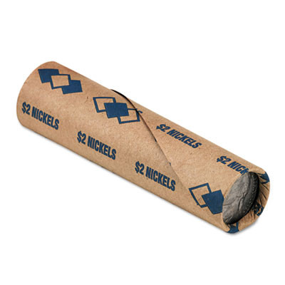 Preformed Paper Tubular Coin Wrappers, Nickels, Blue/Kraft, 1,000/Box