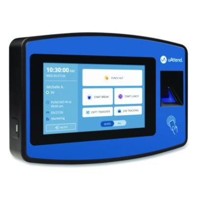 Biometric Fingerprint Touch Tablet Time Clock System, Unlimited Employees, Black/Blue