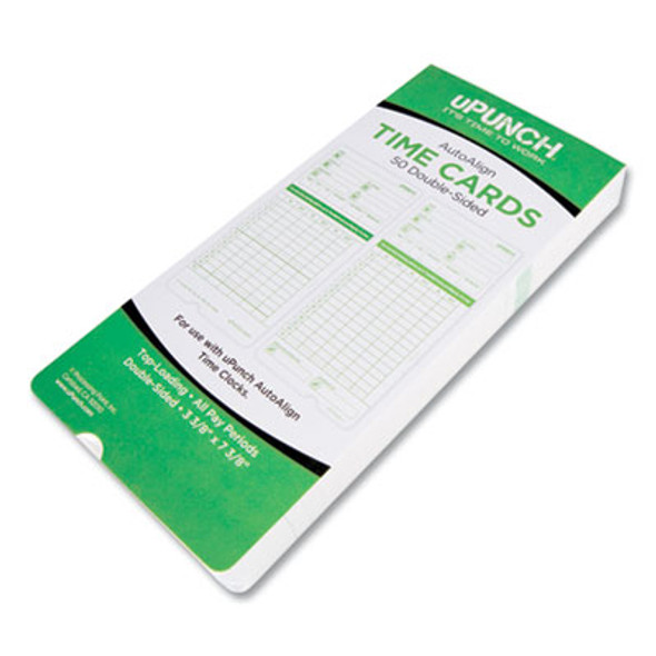Time Clock Cards For Upunch Hn3000, Two Sides, 7.37 X 3.37, 50/Pack