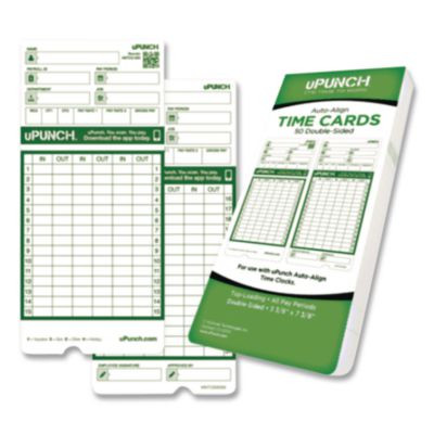 Time Clock Cards For Upunch Hn3000, Two Sides, 7.37 X 3.37, 50/Pack