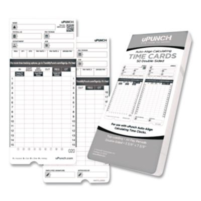 Time Clock Cards For Upunch Hn4000, Two Sides, 7.37 X 3.37, 50/Pack