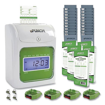 Ub1000 Electronic Non-Calculating Time Clock Bundle, Digital Display, Beige/Green