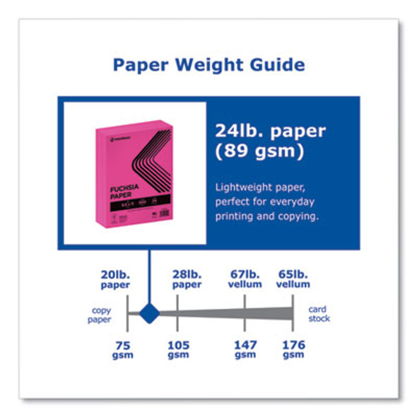 Color Paper, 24 Lb Text Weight, 8.5 x 11, Fuchsia, 500/Ream