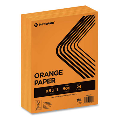 Color Paper, 24 Lb Text Weight, 8.5 x 11, Orange, 500/Ream