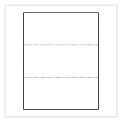 Perforated Paper, 3.66" And 7.33" From Bottom, 92 Bright, 20 Lb Bond Weight, 8.5 x 11, White, 500/Ream, 5 Reams/Carton