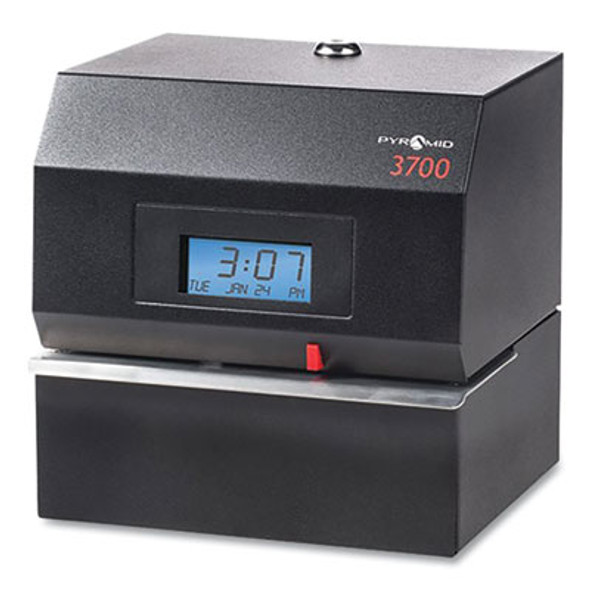3700 Heavy-Duty Time Clock And Document Stamp, Digital Display, Black