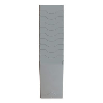 Time Card Rack, 10 Pockets, Plastic, Light Gray