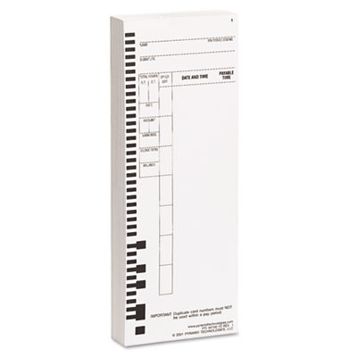 Time Clock Cards For Pyramid Technologies 4000, One Side, 3.5 X 8.5, 100/Pack