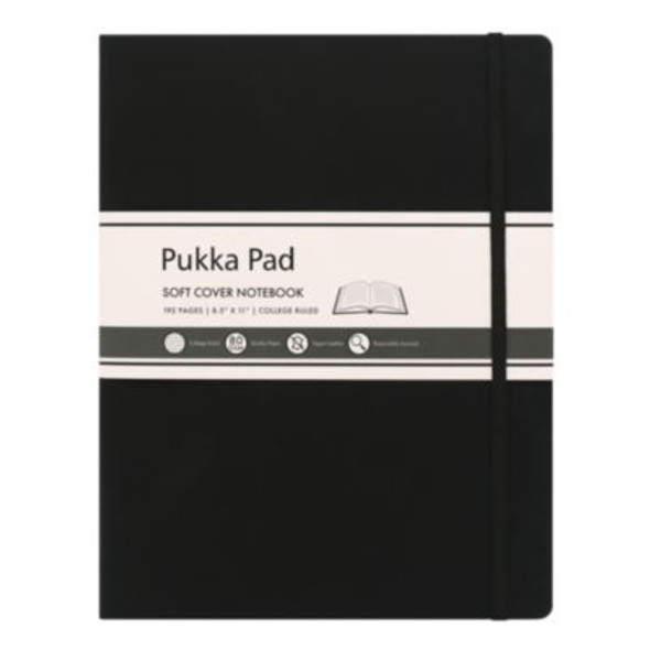 Soft Cover Notebook, College Rule, Black Cover, (96) 11 x 8.5 Sheets
