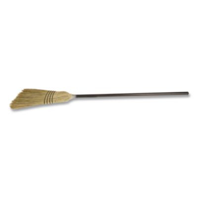 Bulldozer Heavy-Duty Outdoor Broom, Natural-Fiber Bristles, 54" Overall Length, Black/Natural