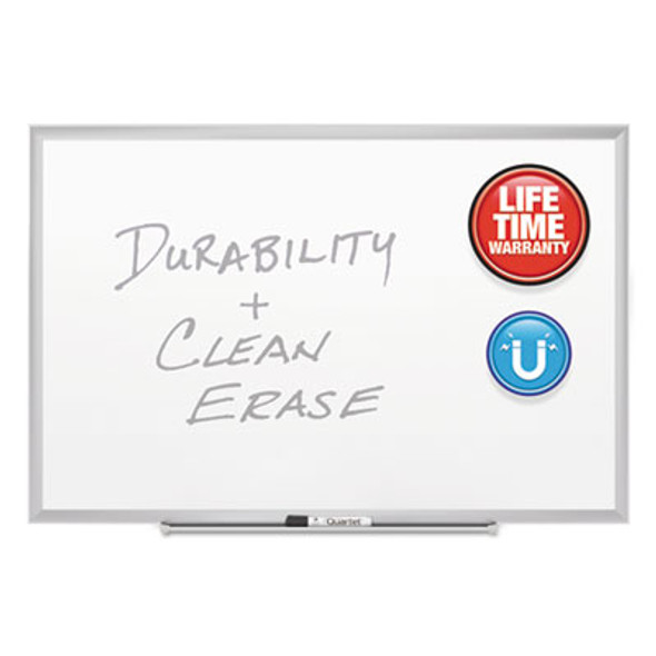 Classic Series Porcelain Magnetic Dry Erase Board, 60" x 36", White Surface, Satin Aluminum Frame
