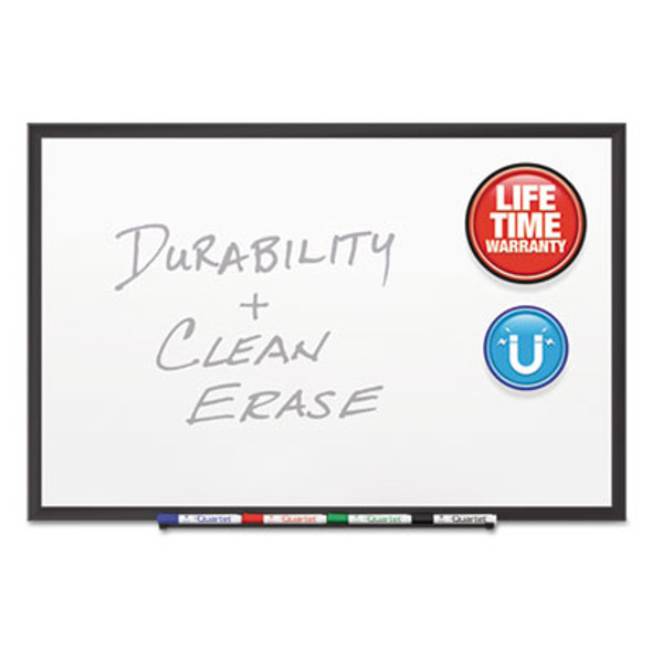 Classic Series Porcelain Magnetic Dry Erase Board, 60" x 36", White Surface, Black Aluminum Frame