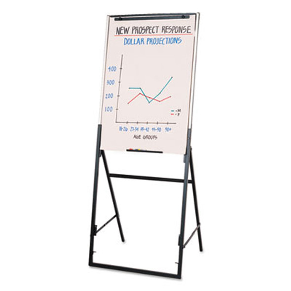 Futura Dry Erase Presentation Easel, 26" x 35", White Surface, Black Steel Frame