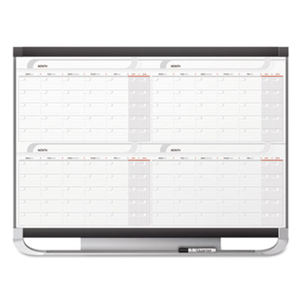 Prestige 2 Magnetic Total Erase Four-Month Calendar, 48" x 36", White Surface, Graphite Gray Fiberboard/Plastic Frame