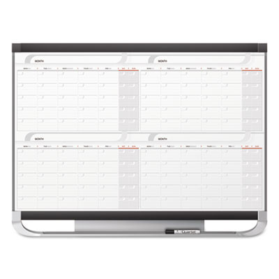 Prestige 2 Magnetic Total Erase Four-Month Calendar, 48" x 36", White Surface, Graphite Gray Fiberboard/Plastic Frame