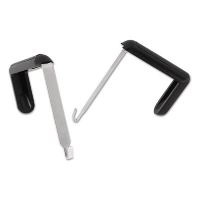 Adjustable Cubicle Hangers, For 1.5" To 3" Thick Partition Walls, Aluminum/Black, 2/Set
