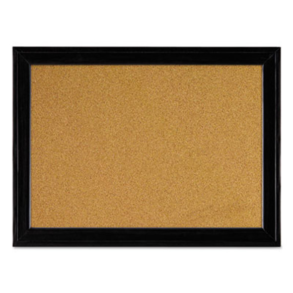 Cork Bulletin Board With Black Frame, 17" x 11", Tan Surface, Black Fiberboard (Mdf) Frame