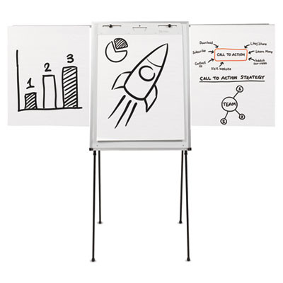 Dry Erase Steel Easel, 29" x 40", White Surface, Satin Aluminum Frame
