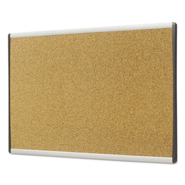 Arc Frame Cubicle Board, Cork Bulletin, 30" x 18", Tan Surface, Satin Aluminum Frame