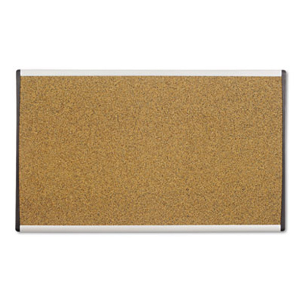 Arc Frame Cubicle Board, Cork Bulletin, 30" x 18", Tan Surface, Satin Aluminum Frame