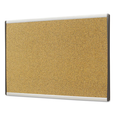 Arc Frame Cubicle Board, Cork Bulletin, 30" x 18", Tan Surface, Satin Aluminum Frame