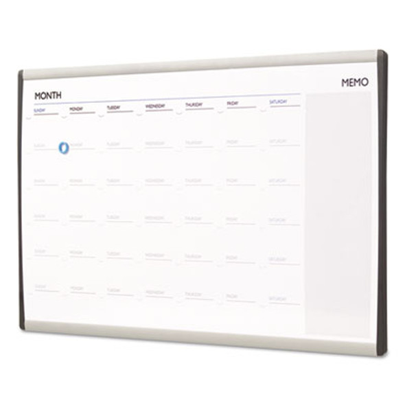 Arc Frame Cubicle Board, Monthly Planning/Scheduling Calendar, 30" x 18", White Magnetic Surface, Satin Aluminum Frame