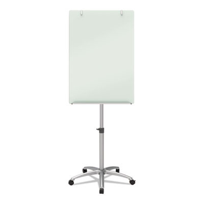 Infinity Glass Mobile Presentation Easel, 36" x 24", White Surface, Black/Gray Metal/Plastic Frame
