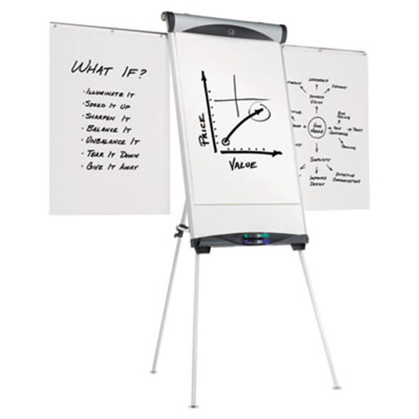 Euro Magnetic Presentation Easel, 27" x 39", White Surface, Satin Aluminum Frame