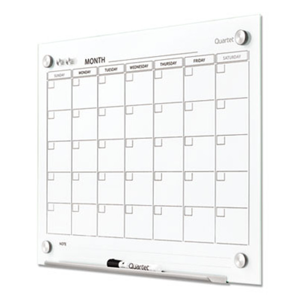 Infinity Magnetic Glass Calendar Board, Monthly Planning/Scheduling, 24" x 18", White Surface