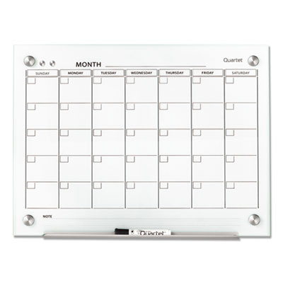 Infinity Magnetic Glass Calendar Board, Monthly Planning/Scheduling, 24" x 18", White Surface