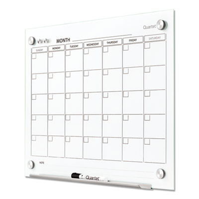 Infinity Magnetic Glass Calendar Board, Monthly Planning/Scheduling, 24" x 18", White Surface