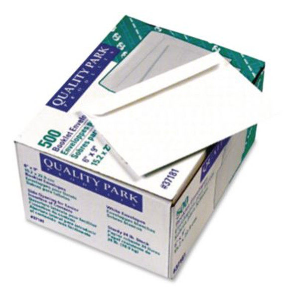 Open-Side Booklet Envelope, #6 1/2, Hub Flap, Gummed Closure, 6 X 9, White, 500/Box