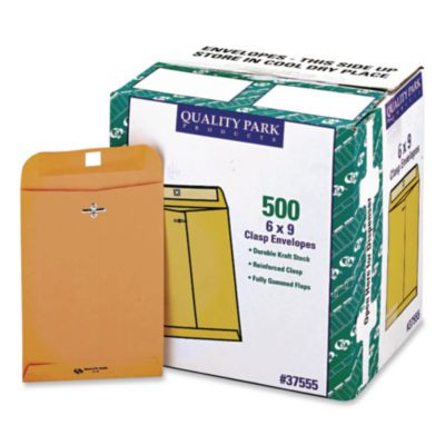 Clasp Envelope, 28 Lb Bond Weight Kraft, #55, Square Flap, Clasp/Gummed Closure, 6 x 9, Brown Kraft, 500/Carton
