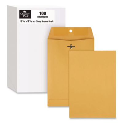 Clasp Envelope, 32 Lb Bond Weight Kraft, #1 3/4, Square Flap, Clasp/Gummed Closure, 6.5 x 9.5, Brown Kraft, 100/Box