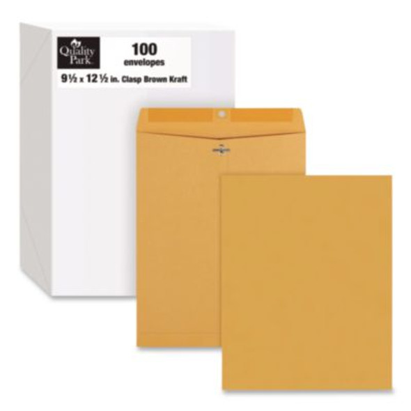 Clasp Envelope, 32 Lb Bond Weight Kraft, #12 1/2, Square Flap, Clasp/Gummed Closure, 9.5 x 12.5, Brown Kraft, 100/Box