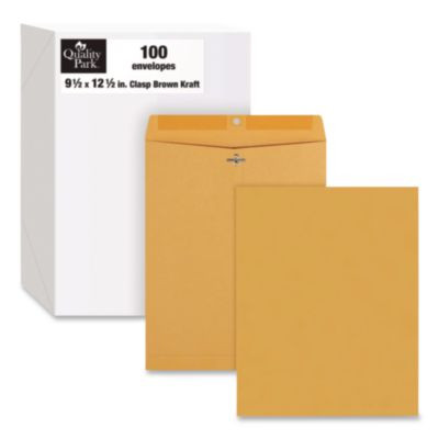 Clasp Envelope, 32 Lb Bond Weight Kraft, #12 1/2, Square Flap, Clasp/Gummed Closure, 9.5 x 12.5, Brown Kraft, 100/Box