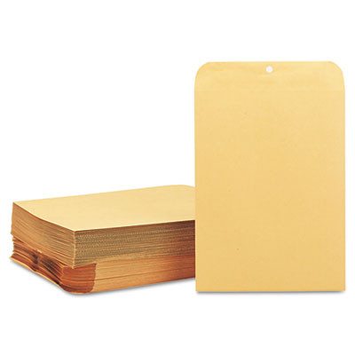 Clasp Envelope, 28 Lb Bond Weight Kraft, #90, Cheese Blade Flap, Clasp/Gummed Closure, 9 x 12, Brown Kraft, 100/Box