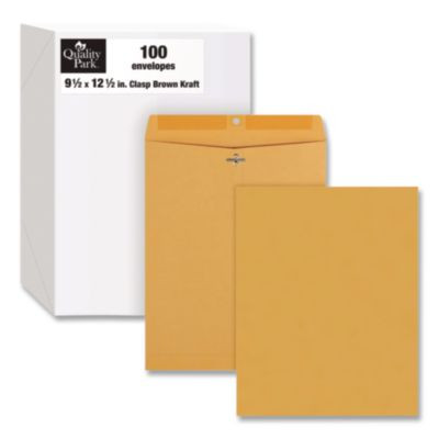 Clasp Envelope, 28 Lb Bond Weight Kraft, #93, Square Flap, Clasp/Gummed Closure, 9.5 x 12.5, Brown Kraft, 100/Box