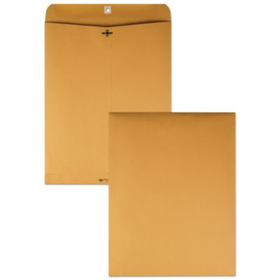 Clasp Envelope, 28 Lb Bond Weight Kraft, #110, Square Flap, Clasp/Gummed Closure, 12 x 15.5, Brown Kraft, 100/Box